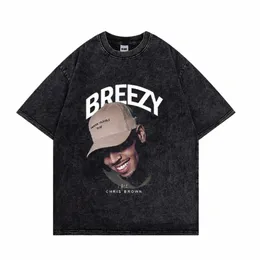 Chris Brown Vintage T-shirt 100% Cott Camisetas Unissex Y2K T Shirt Under The Iuence Tour 2023 Breezy Camiseta Rapper Tees 60Dz #