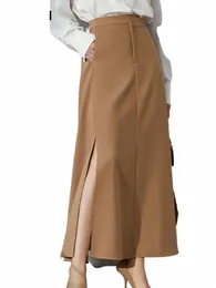 amii Minimalismus Röcke für Frauen 2023 Frühling Anzug Dr High Split Hohe Taille Robe A-linie Dr Unregelmäßige Lg Rock 12341191 h1dD #