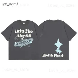 남자 티셔츠하라 주쿠 부러진 행성 lnto the abyss 거품 자수 짧은 소매 남자와 여자를위한 탑 티 맨 여름 힙합 헐렁한 파손 행성 티 6522