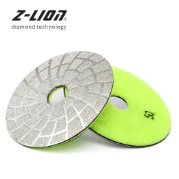 Processors Zleap 4 Inch Diamond Grinding Pad Vacuum Brazing Diamond Polishing Wheel Dry Wet Use for Granite Marble Stone Concrete Abrasive