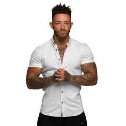 Men's Fi Dr Shirt Summer Classic Slim Fit Butt Short Sleeve Shirts For Men Casual Busin Male Hipster Social Shirt S3XQ#