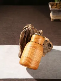 Conjuntos de chá Criativo Retro Handmade Bamboo Cup Water Food Grade Cerâmica Potenciômetro Grande Barriga Vácuo Viagem Portátil