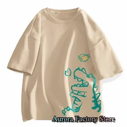 Mężczyźni Summer Coth T-shirt Mężczyzna Fi Odzież z krótkim rękawem Kobiety Śliczne carto dinozaur topy tees para harajuku streetwear o6x9#