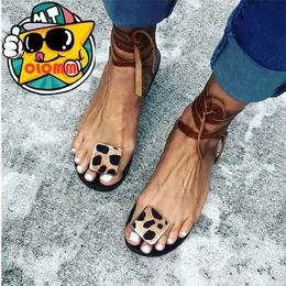 Sandaler Home Product Centerwomens Summer Flat Sandalsexy Leopard Mönster Handgjorda öppna Lacesflip SandalsSizes 35-43 H24032836VI