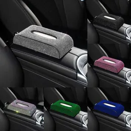 2024 2022 Car Tissue Box Holder Crystal Cube Napkin Dispenser Car Decoration Diamond Car Bling Assessoires Interior For Woman