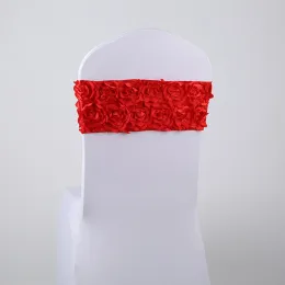 SASHES 10st bröllop Bankettstol Sashes Rose Flower Stol Sashes Elastic Chair Bands Cover Party Decorations 13*50cm