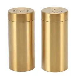 Caixas 2 pcs Gold Spice Jar Aço Inoxidável Parafuso À Prova de Ferrugem Aberto Top Tempero Shaker Garrafa para Sal Açúcar Pimenta Paprika Spice Shaker