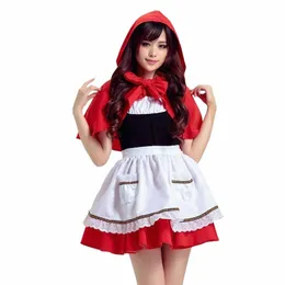 Karnaval Halen Lady Küçük Kırmızı Binicilik Kostümü Sevimli Japonya Lolita Kahve Dükkanı Kıyafet Cosplay Fantezi Partisi DR 30FX#