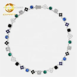 Уникальный дизайн, Новое поступление, многоцветное ожерелье с кубическим цирконием и драгоценными камнями, мужское ожерелье в стиле хип-хоп