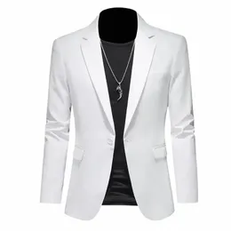 uomo fi Busin Casual Blazer Bianco Rosso Verde Nero Tinta unita Slim Fit Giacca da sposa Groom Party Suit Coat M-6XL j71c #