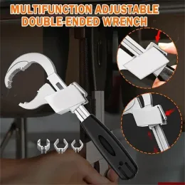 Openers Large Opening Adjustable Wrench Bathroom Sink Wrench Sewer Pipe Tools Multifunctional Double Ended Wrench Plumbing Repair Tool