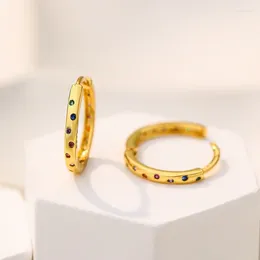 Dangle Küpeler Amaiyllis S925 STERLING Gümüş Basit Renkli Zirkon Çember Moda Niş Kişilik Kadın Mücevherleri