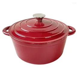 Köksredskap sätter röd emaljbelagd rund form gjutjärn holländsk ugns potten emalj matlagning skålgryta