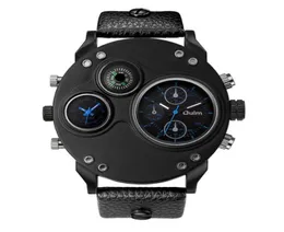 OUNM OULM Watch gładki połysk celebrytka jakość modna kwarcowa zegarek kompas męskie zegarki podwójna strefa czasowa RGE Dial męskie nadgarstka 5194042