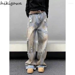Damen Jeans Harajuku Für Frauen Streetwear Y2k Breite Beinhosen Lässige Mode Denim Hosen Gerade Hohe Taille Vintage Pantalon Femme