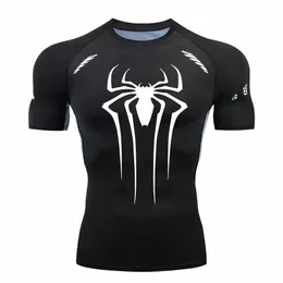 new Compri Shirt Men Fitn Gym Super Hero Sport Running T-Shirt Rgard Tops Tee Quick Dry Short Sleeve T-Shirt for Men 91y1#