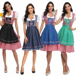 Boyut S-2XL Kadın Bavaria Oktoberfest Bira Kostümü Dirndl Bira Kız Dr Wench Maid Dr Nisan Kıyafet Halen Fantezi Dr D5fi#