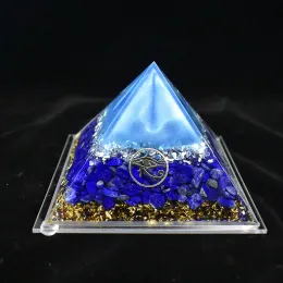 Komponenter Natural Lapis Lazuli Orgonite Pyramid Eye Of Horus Emf Protection Jewely Healing Energy Prayer for Wealth Harts Ornaments