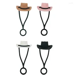 Homens Camisetas 4 Pack Silicone Cowboy Hat Palha Capas Cap Compatível com Copo 30 40 Oz Bonito Engraçado Tumbler Topper Durável