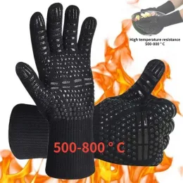 Gloves 1 pcs Fire Resistant Oven Gloves Heat Resistant, Cut Resistant Silicone Grilling Gloves Smoker Kitchen Safe Cooking Gloves