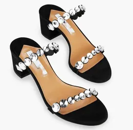 Women Maxi-Tequila Sandals Shoes Crystal Studs Stiletto Heels Floaty Press Party Party Bridal Lady Sandalias EU35-43 ،