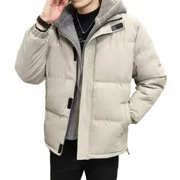 Tfetters Casaco Homens Inverno Casual Sólidos Com Capuz Homens Parkas Plus Size M-8XL Falso Duas Peças Coreano Fi Casual Casacos de Inverno Homens i5bz #