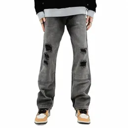 2023 Vibe Style Ripped Hole Vintage Grau Baggy Männer Cargo Jeans Hosen Y2K Kleidung Gerade Hip Hop Cott Hose Pantal Homme I4tH #
