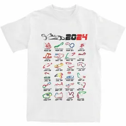 面白いフォーミュラ1 2024サーキットTシャツメンズ女性の純粋なコットF1レースカーカレンダーTシャツ大人服U1FR＃