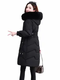 Damen Down Cott Mantel 2023 Winter Beliebte Koreanische Slim Fit Mittellange Verdickte Fi Warmer Mantel mit Fell Kapuze Z2905 A1q3 #