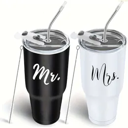 2pcs, MR и Mrs Car Cups, Tumblers из нержавеющей стали, молодожены, пары, жена, невеста, недавно заинтересованное в свадебном душе, изящный тумблер для свадьбы