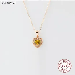 Подвески CCFJOYAS из стерлингового серебра 925 пробы с желтым цирконием, ожерелье для женщин, французская нежная ретро-цепочка на ключицу, подарок для подруги