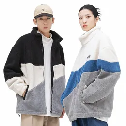 Ctrast gestreifte Schichten Männer Winter Parkas verdicken warme Harajuku Kausaler Vintage Unisex Pufferjacken übergroße Frauen Down Coat S0zc##