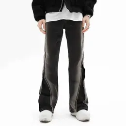 Herrenjeans High Street Hip Hop Gradual Change Jeans Reißverschluss Schlitz Schlaghose Design gerade Beinhose lässige Herren- und Damenjeans 5023 J240328