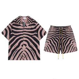 24SS USA Allover Zebra полосатый принт Tee Fashion Beach Casual Рубашки мужчины весна летняя футболка для уличной одежды с коротким рукава