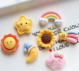 Miniaturen 100/200 Stück Cartoon Flatback Harz Sterne Wolken Regenbogen Cabochon Kawaii Handwerk DIY Haarschleifen Dekoration Scrapbook