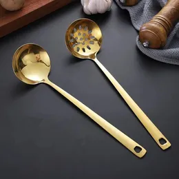 Spoons Kitchen Long Handle Ramen Spoon Soup Ladle Korean Stainless Steel Tableware Bouillon Tablespoons Home Cooking Utensils