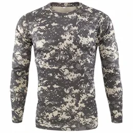 Nowy Outdoor Quick Dry T Shirt Men taktyczne kampulę LG Sleeve Okoła szyi sportowy armia wojskowa Tshirt Camo zabawna koszulka 3D A9VS#