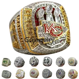 مجموعة خاتم بطولة Super Bowl الفاخرة المصمم 14K Gold KC Team Rings for Mens Womens Diamond Sport Jewelrys