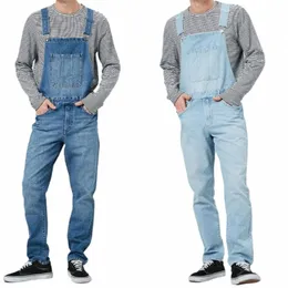 autumn New Fi Denim Jeans Hip Hop Men's Casual Oversize Overalls Vintage Trousers Men One-piece Bib Strap jeans T2GM#