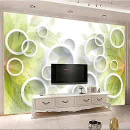 Tapeten Wellyu Papel De Parede Papier Peint Benutzerdefinierte Tapete Moderne Einfache Handgemalte Blumen 3D Kreise TV Hintergrund Wand