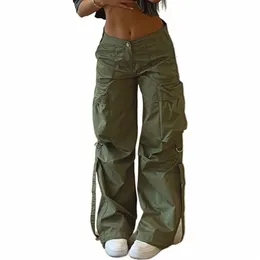 cibbar y2k Уличная одежда с карманами Брюки-карго Harajuku Мешковатые прямые брюки с низкой посадкой Свободные корейские брюки Fi Эстетические женские брюки P7sw #