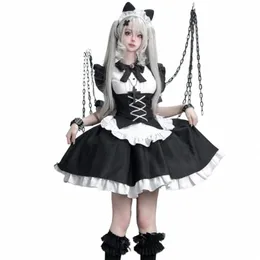 القوطية اليابانية لوليتا د. النساء y2k halen maid cosplay costumes party dres girl sweet anime play onifor