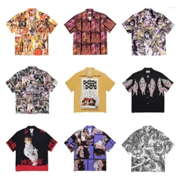 Men's Casual Shirts Summer High-End Prints Stand-Up Collar Beach Holiday Loose WACKO MARIA Women's With Tags