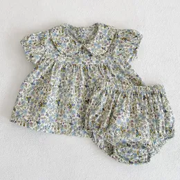 Set di abbigliamento Set di vestiti estivi per bambina Dolce floreale Top a maniche corte PP neonato in cotone morbido e traspirante Abiti da gita