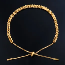 Link pulseiras mulheres cor de ouro banhado trigo ajustável pulseira de aço inoxidável para senhoras corrente de mão com extensor pulseira jóias