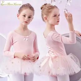 Abbigliamento da palcoscenico paillettes primaverili gallo da ballo da ballo ballerina Kids Swan Lake Dance Costume Rosa/Blu Dress Long Dree