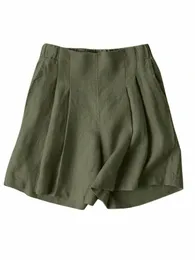 Zanzea Summer Fi Solid Shorts Women Pants 2024 Casual Elastic High midjebyxor Kvinnliga Pantal Palazzo Turn, överdimensionerade P5ZN#