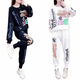 Casual Sweat Suits 2022 Spring Autumn New Women's Tracksuit Fi Loose LG Sleeved Tops and Pants 2 Two Piece Set for Women B4ov#