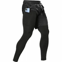 Pantaloni sportivi da uomo 2 in1 Allenamento Tute atletiche Abbigliamento sportivo Allenamento Pantaloni da jogging maschili Palestra Fitn Pantaloni da corsa Uomo b7Gk #