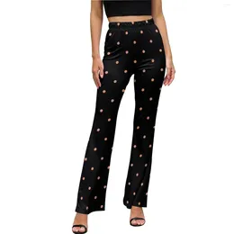 Women's Pants Gold Dot Casual Womens Vintage Polka Dots Slim Aesthetic Flare Daily Sexy Custom Trousers